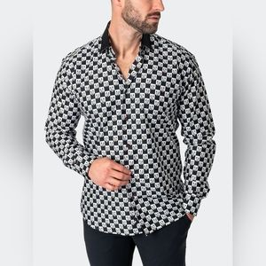 Maceoo Fibonacci Skull Dogcheck White Shirt